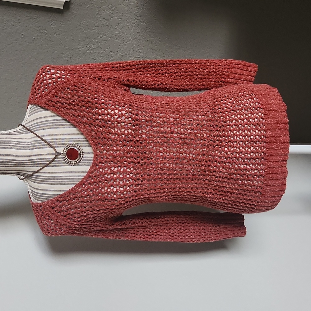 Lucky brand burnt orange knit sweater m - Picture 1 of 5
